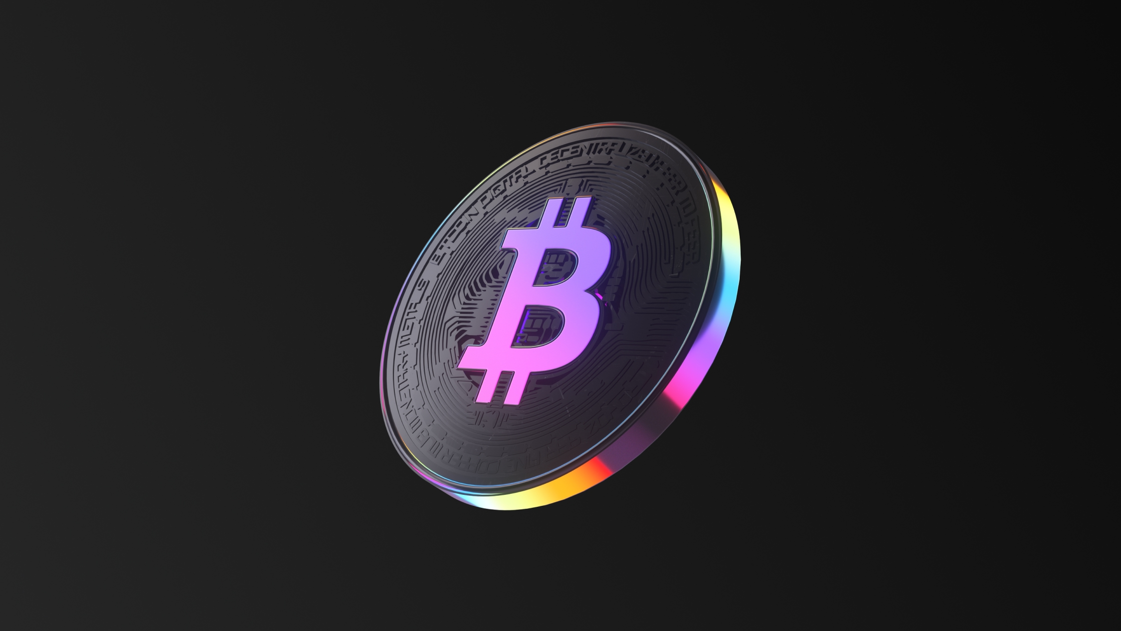 Corporations 3D bitcoin coin shot