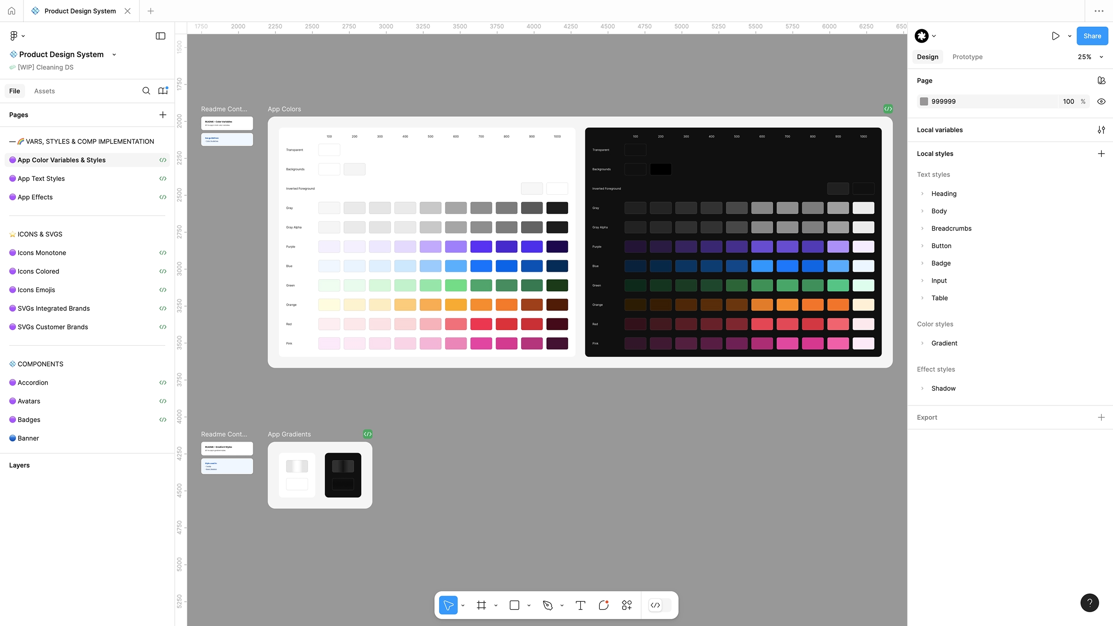 Polar Analytics design system color styles and variables implementation