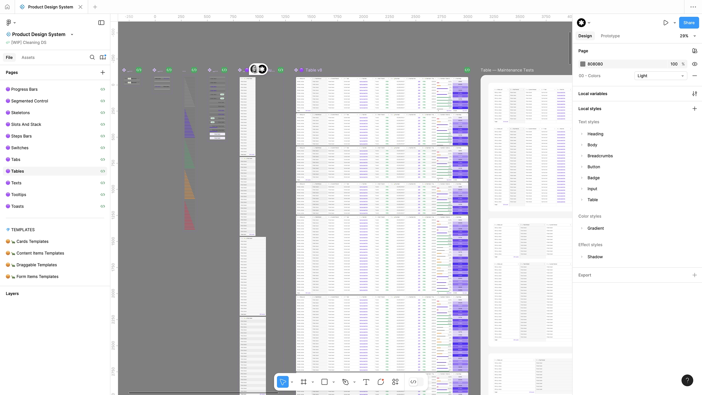 Polar Analytics design system complex table component