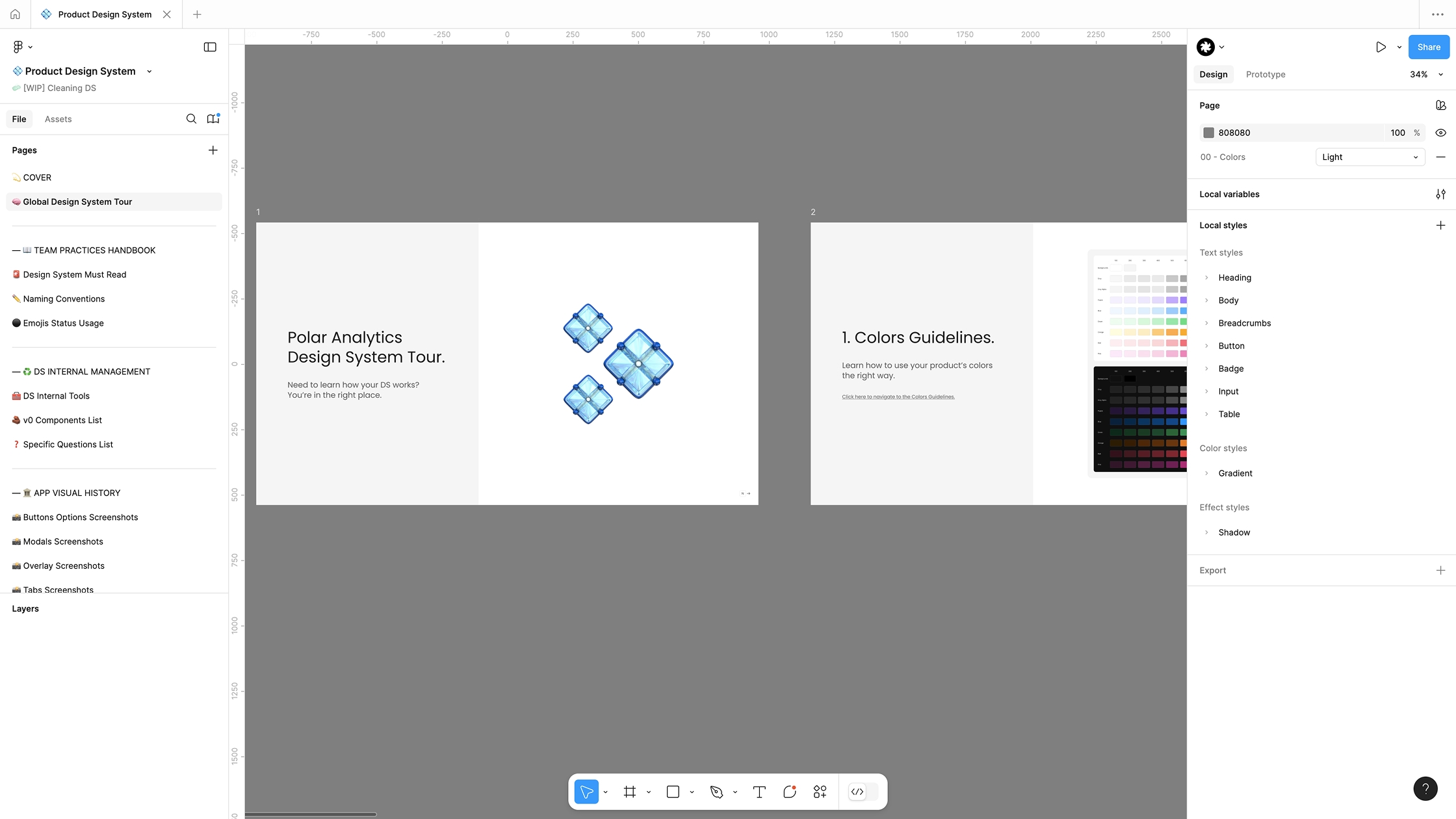 Polar Analytics design system tour deck
