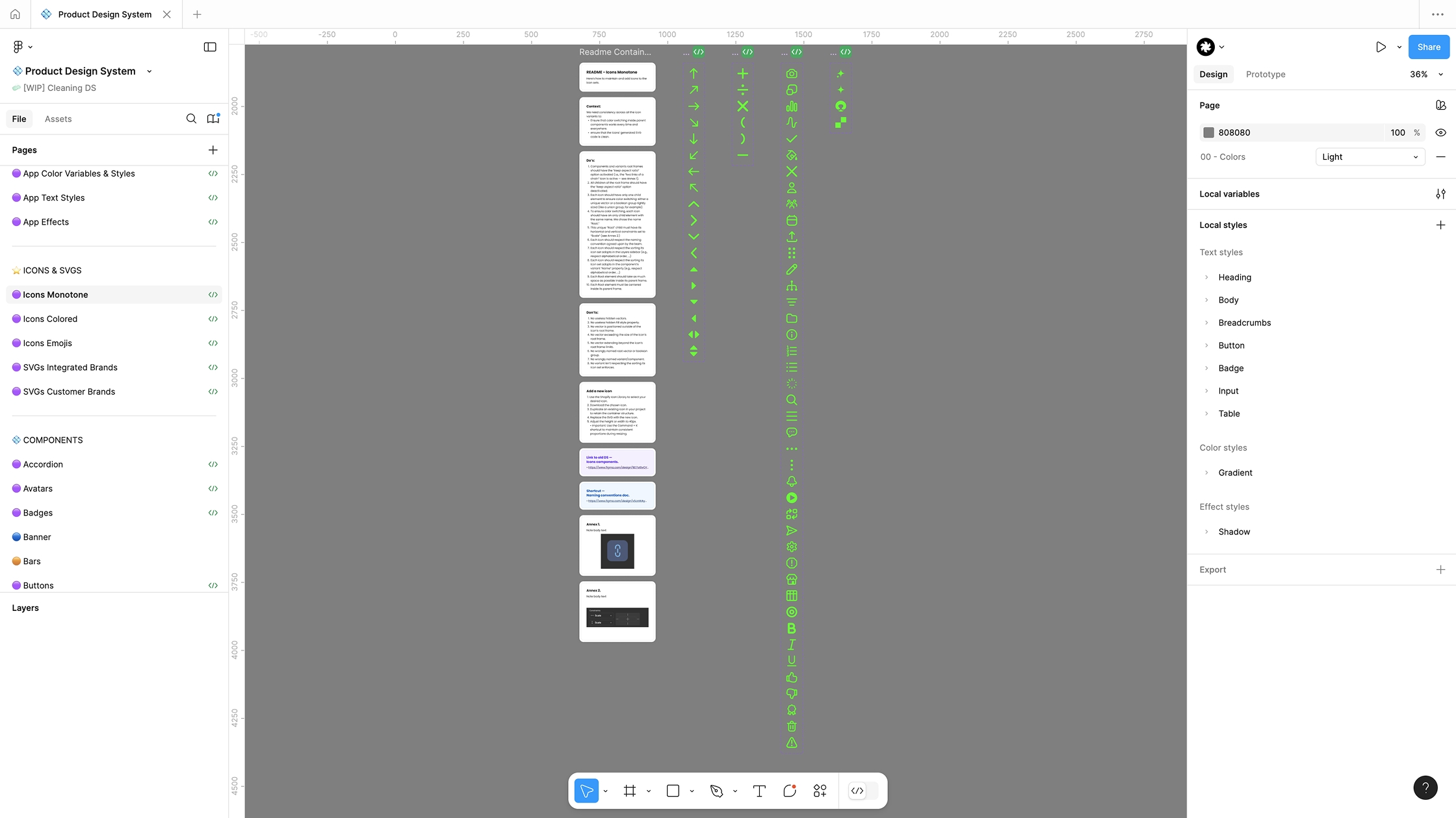 Polar Analytics design system icons with documentation